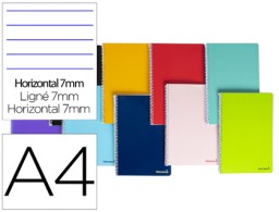 Cuaderno espiral Liderpapel Smart A4 tapa blanda 80h 60g/m² microperforadas horizontal 7mm. 4 taladros colores surtidos